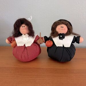 Vintage Thanksgiving Fall Adorable Handmade Pilgrim Stuffed Dolls